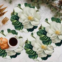 Floral Round Placemats Are Available In Packs Of 1PC, 2Pcs, 4Pcs, 6Pcs, 8Pcs And 300Pcs, Measuring 14.17*14.17 Inches (36*36 Cm). Made Of High-Quality 100% Polyester Fabric, These Placemats Are Machine-Washable, Hand-Washable Or Dry-Cleanable. Featuring Non-Slip And Heat-Resistant Properties, They Are Perfect For Daily Dining, Parties, Home Decoration, Coffee Tables, Afternoon Tea And Exquisite Festive Table Settings. - Multicolor - View 2