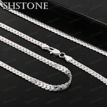 Collier en argent sterling plaqué or 18 carats, 6 mm, 20-60 cm, beau, mode, élégant pour hommes et femmes, style bohème - argent - Voir 6