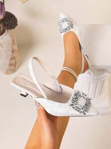 French Retro Pointed Toe Backless Sandals Women, New Slim Heel Commuter High Heels, Elegant Lady Pointed Toe Commuter/Office Sandals - White - View 6