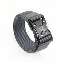 Cinturón táctico de nailon altamente adaptable, que se combina perfectamente con ropa de trabajo, pantalones deportivos y pantalones casuales; versátil para el transporte al aire libre y como regalo. - Gris - Ver 5
