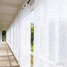 1件金属星形薄纱窗帘，适用于户外露台、门廊、阳台遮阳、阳光房隐私隔断、时尚简约餐厅、阳台飘窗透光薄纱。 - 燙銀星星紗簾 - 查看 6