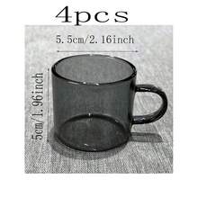 1pc Heat-Resistant Transparent Glass Cup With Handle, Suitable For Home, Office, KTV, Great For Drinking Water, Tea, Beverages, Espresso, Etc. [Note: Cup Only, No Cup Holder] - Black - View 13