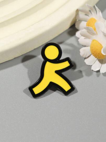 1 pieza Figura minimalista y creativa de una persona pequeña, esquema de color amarillo brillante, diseño único de hombre de cerillas, accesorio pequeño y exquisito para nicho, adecuado para el transporte diario, el campus o el uso en la calle para levantar el ánimo