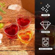 6pcs Heart-Shaped Glass Cup Set, Cute Mini Bar Accessories, Wedding Heart-Shaped Glass Decor, 1.5oz Capacity, Suitable For Limoncello, Vodka, Aperitif, Dessert, Espresso, Tequila, Ideal For Valentine's Day, Wedding, Easter, Mother's Day - Multicolor - View 5