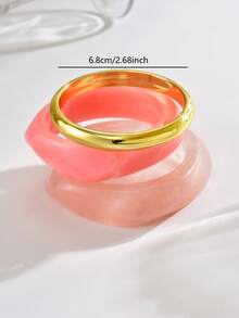 3件套女士个性时尚夸张宽手镯套装，适合日常佩戴（电镀随机颜色） - 多色 - 查看 11