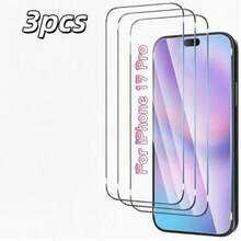 3片装全覆盖高清2.5D 9H高性价比屏幕保护膜，兼容苹果17 Pro/17 Pro Max/17 Air/17，钢化玻璃材质，兼容多款手机，防摔、防刮、触感顺滑、防指纹 - 無色 - 查看 12
