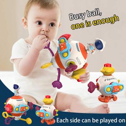 1Pc Baby Sensory Activity Cube – Learning Montessori Toys For Babies 12+ Months, Interactive Play Center For Early Childhood Development, Fine Motor Skills, Color & Shape Recognition, Car Airplane Travel Gift For Toddlers 1-3 Years