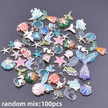 Bộ 30/50/100 mặt dây chuyền hình sinh vật biển bằng hợp kim kẽm tráng men, nhiều màu sắc, thích hợp để làm đồ trang sức như vòng cổ, bông tai, vòng tay và các phụ kiện thủ công DIY khác. - Hỗn hợp ngẫu nhiên khác nhau - Xem 18