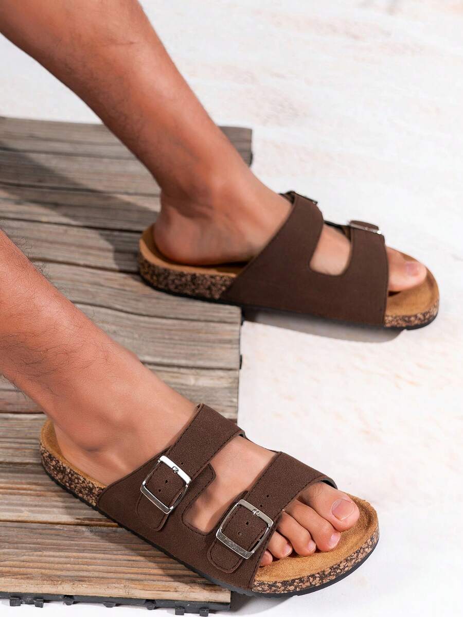 Men's Summer Fashion Slippers, Minimalist Versatile, Adjustable Fit And Comfort, Beach Sandals - Coffee Brown - View 1