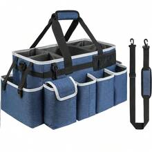 1PC Cleaning Caddy Bag,Extra Large Cleaning Supplies Organizer With Handle For Housekeepers,Blue/Black - Màu xanh hải quân - Xem 6