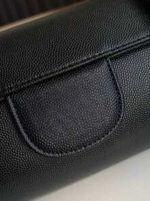 Black Textured Leather Cylinder Crossbody Bag - Minimalist Shoulder Purse For Women, Lightweight Fashionable Daily Bag​ - Negro - Ver 4