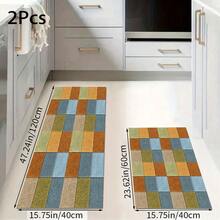 1件装 2D彩色方格图案设计，厨房装饰，家居装饰，装饰垫，时尚地毯，多功能垫，厨房地垫，厨房垫套装，厨房地板保护垫，舒适站立垫，适用于客厅、卧室、浴室、洗衣房、办公室等场所，室内家居装饰 - 彩色 - 查看 11