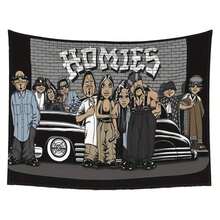 [JIT] A Little Homies, Woven Tapestry, Touching The Natural Texture, Endowing The Pattern With A Sense Of Life, Very Beautiful. The Brilliant Color Combination Weaves The Exotic Scenery, Making Your Walls No Longer Blank And Lighting Up The Artistic Tension Of The Space. A Perfect Birthday Gifttapestry For Bedroom Deocr,Home Deocr Living Room,House Deocr,Wall Deocr,Flags,For Teen Girls And Boys Room Indoor Outdoor Bedroom And College Dorm - Multicolor - View 2