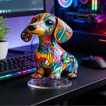 1个2D亚克力彩色波普艺术风格腊肠犬装饰摆件，亚克力桌面摆件，房间装饰，窗饰，卧室装饰，客厅装饰，最佳礼物 - A - 查看 2
