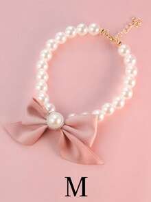 1pc Pet Cat Pearl Necklace, Cute Pearl Bow Tie Collar, Suitable For Small/Medium Dogs & Cats, Pet Christmas Decorative Necklace - Multicolor - View 4