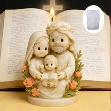1pc Jesus Family Candle Silicone Mold DIY Resin Stone Craft Mold, Easy Demold And Reusable, Suitable For Home Decor And Creative Handmade Gifts - A-White - View 7