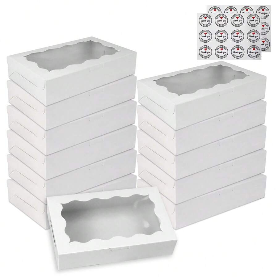 7x4.9.X1.5 Inches Bakery Boxes With Window, Cookie Boxes For Packaging, Treat Boxes For Cupcakes, Valentine's Day, Mother's Day, Christmas, Ana Holiday Gatherings. - View 1