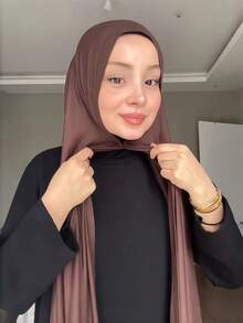 1pc 2 In 1 Instant Jersey Hijab With Built-In Magnets / All-In-One Instant Hijab - No Pins, Slip-Free Fit, Easy Wear In Seconds. Suitable For Daily Abaya Matching, Outdoor Activities, Prayers And Worship,Beach,Holiday - Instant Jersey Hijab - View 2