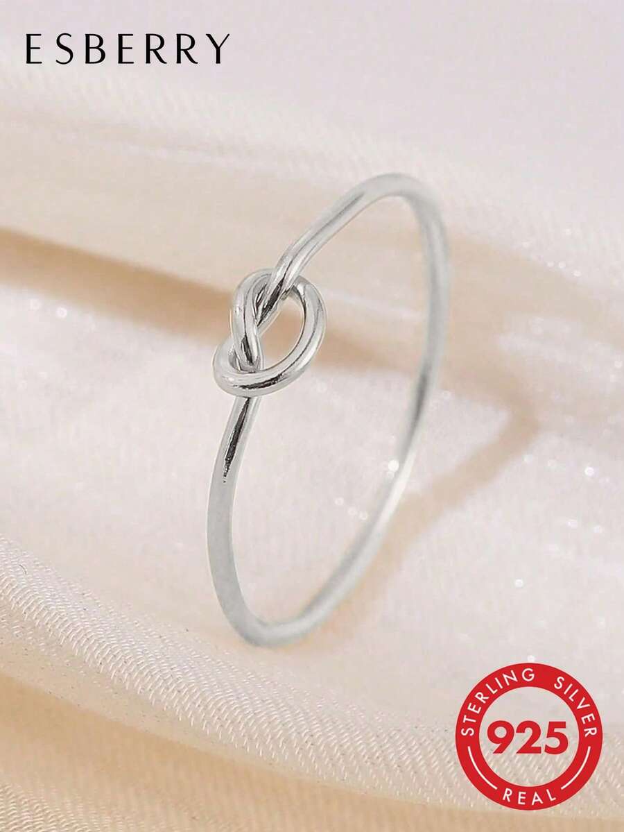 ESBERRY 1枚心形结戒指，S925纯银简约素圈戒指，精致首饰，适合日常佩戴，情侣礼物