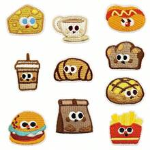 1件新款卡通美食刺绣贴片，奶茶和面包刺绣贴花，服装配饰，现货 - 西式早餐系列布貼 - 查看 11