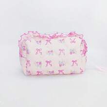 Hộp bút thắt nơ thanh lịch, túi đựng mỹ phẩm xách tay dung tích lớn, túi đựng văn phòng phẩm dễ thương dành cho bé gái. - 1 mảnh màu hồng - Xem 1