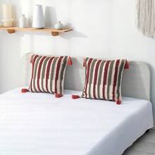 1pc Canvas Plush Ball Throw Pillow Cover, Modern Square Cushion Cover Suitable For Home Decor, Living Room, Bedroom, Sofa, All Seasons - Multicolor - View 4