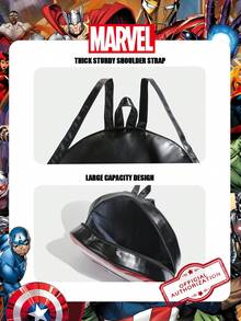 1 Ba lô hình khiên Marvel chính hãng, túi đeo vai tròn độc đáo dành cho người hâm mộ Marvel, ba lô đeo chéo bằng da PU, cặp sách dung tích lớn cho học sinh, túi du lịch thường ngày, phù hợp cho bé trai/thanh thiếu niên/học sinh/trẻ em, dùng cho năm học mới/hàng ngày/lớp học. - màu đen - Xem 9