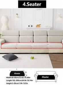 1件装弹力沙发套，防滑全覆盖沙发座垫，四季通用沙发套，加厚面料沙发毯，可机洗，防尘，宠物友好，适用于卧室、办公室、客厅装饰，适合转角沙发、L型沙发、1/2/3/4人座沙发 - 淺灰色 - 查看 14