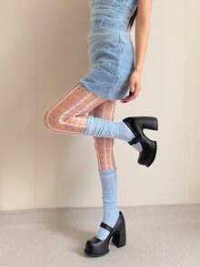 Retro Tie-Dye Two-Color Gradient Oval Stockings. Spring/Summer  Girl Cut-Out Gradient Culottes. Unique Y2K Style Leg Accessory Fishnet Stockings. - Rosa/Blå - Visa 6