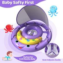 Inflatable Baby Pool Float With UPF50+ Canopy, Play Console & Adjustable Safety Seat For Infants 6-36 Months - Purple - View 5
