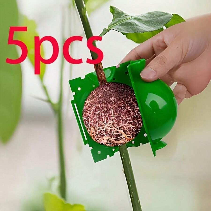 5pcs Tree Root Growth Box, Rooting Ball Grafting Tools, High Pressure Plant Propagation, Air Layer Pods, Plant Cutting Propagation Grafting Ball Device, High-Rise Rooting And Propagation Balls For Garden Trees - Grafting Tools - View 1