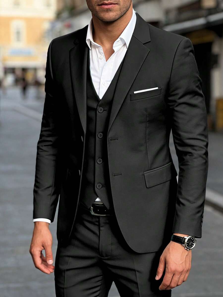 Men's Black Blazer Slim Fit Business Casual Suit Jacket Wedding Tuxedo Coat For Groom Traje De Hombre Elegante Blazers For Men Men Blazers Jacket Black Suit For Men Blazer De Hombre Men's Blazer Jacket Men Blazer
