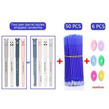 60 piezas/Set Bolígrafo de gel borrable de 0.35mm, incluye 4 bolígrafos, 50 recambios y 6 borradores, disponible en negro/azul/rojo, para uso en exámenes, con patrones de animales lindos, adecuado para estudiar, útiles escolares y de oficina, esencial para volver a la escuela - Conjuntos - Ver 12