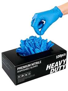 100 chiếc găng tay nitrile đa năng - Chống thấm nước, chống tĩnh điện, bền, thích hợp cho việc rửa chén và dọn dẹp nhà cửa, dụng cụ gia đình tiện lợi. - Màu xanh da trời - Xem 1