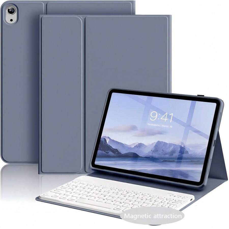 TenYide 適用於 iPad 5th/6th/7th/8th/9th/10th、Pro 11/Pro13、Air 1/2/3/4/5/6/13，適用於 GalaxyTab 系列機型/MatePad 系列機型/Honor Pad 系列機型/XiaomiPad 系列機型/LenovoTab 系列機型，可拆卸式無線鍵盤電池與保護殼，防摔/防震/防塵，產品包含無線藍牙鍵盤與平板保護殼