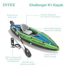 Intex Challenger - Juego Iable de Kayak con remos de Aluminio - Verde - Ver 2