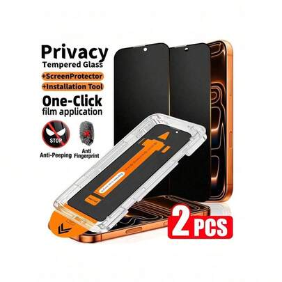 2 piezas Protector de pantalla de privacidad, dispersa eficazmente la fuerza de impacto en caso de caídas accidentales. Alta dureza superficial resiste los arañazos de llaves, monedas, etc. Respuesta táctil suave y sensible. Adecuado para usar en reuniones, aulas y rodaje al aire libre. El recubrimiento resistente a las huellas dactilares reduce las manchas de grasa, el diseño resistente al agua mejora la durabilidad. Delgado y ajustado, no afecta la instalación de la funda del teléfono, combinando protección y estética. Compatible con iPhone 17e/17 Pro Max/17 Pro/17Air/17/16e/16 Pro Max/16 Pro/16 Plus/16/15 Pro Max/15 Pro/15 Plus/15/14/13/12 y otros modelos.