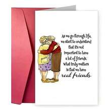 1PC Heartwarming True Friend Greeting Card - "Real Friends Matter Most" Message, Perfect For Besties/Bosom Friends Birthdays/Anniversaries, Warm Senior Wish Card - One Size Fits All - View 3
