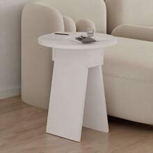 Hanah Home Elegant White Side Table 42 x 50 x 42 cm 100% melamina revestida 18 mm de Grosor Perfecta para Salas de Estar y dormitorios Modernos - Blanco - Ver 2