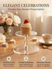 1个亚克力蛋糕架，DIY组装透明蛋糕架，圆形高蛋糕架，甜点桌展示套装，纸杯蛋糕架，甜点，纸杯蛋糕糕点糖果展示架，婚礼，活动，生日派对 - 彩色 - 查看 1
