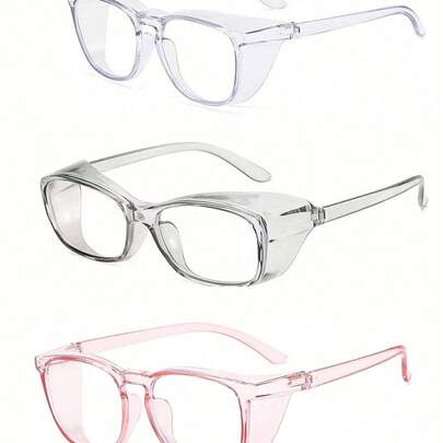1 par de gafas a prueba de polvo para el arte de uñas - lente transparente/rosa/negra/azul, diseño a prueba de viento, herramienta de protección ocular para manicura precisa, accesorio para el cuidado de pedicura, marco de plástico ligero y duradero, estilo de moda, construcción resistente, esencial de belleza