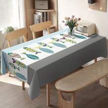 1 pieza Mantel con tema vintage de océano con patrones de salvavidas, ancla, peces y conchas, estilo costero azul y blanco, rectangular, adecuado para casa de playa, restaurante - Multicolor - Ver 5