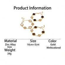 3件套奢华闪亮多色四叶草吊坠手链套装，优雅百搭女士手链套装 - 彩色 - 查看 6