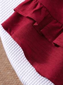 2件套 女童休闲可爱樱桃印花荷叶边吊带背心和红色蝴蝶结半裙，春夏款 - 紅色 - 查看 10