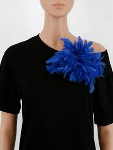 1 Stück modische & elegante handgefertigte Feder Brosche Haarspange, farbenfroher Oversized Blumen Dekor als Accessoire für Frauenkleidung - Federblume - Übersicht 16
