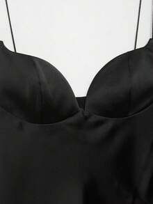 DEEKA Spring/Summer New Women's Fashion Sexy Lace Satin Top - Black - View 8