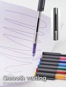 8 Sets Of 8-Color Straight Liquid Ballpoint Pens, Needle Tube Type Neutral Pens, Water-Based Painting Pens, Multi-Color Hand Account Pens, 0.5mm Large Capacity Quick Drying Pens, Key Markers For Office Students - Multicolor - View 6