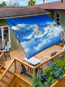 1pc Winter Snowy Mountain Landscape Pattern Waterproof Camping Tent Sunshade, Suitable For Garden, Yard, Beach, Outdoor Adventure, Picnic Mat (Excluding Frame), Comes With Reinforcement Rope - B - View 10