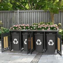 Container Storage Unit, With Lock, Two Doors, Plant Area, Door Panel With Vertical Wood Grain, Hollow Diamond-Shaped Base. - 灰色1 - 查看 4