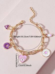 1pc Heart-Shaped Decorative Bracelet, Suitable For Daily Wear - Multicolor - View 3